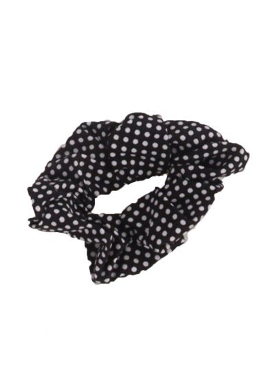 Scrunchie in zwart met stippenprint