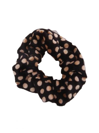Velvet Scrunchie met stippen in beige
