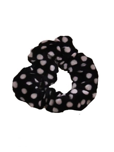 Velvet Scrunchie met stippen in zwart