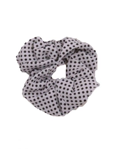 Scrunchie in wit met stippenprint