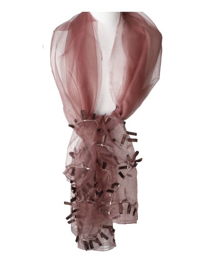 Zijden organza stola in warm roest met opgestikte details