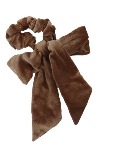 Velvet Scrunchie met strik in beige