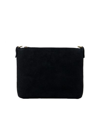 Suède crossbody tas in zwart