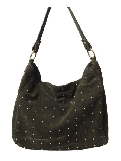 Lottie suède handtas met studs