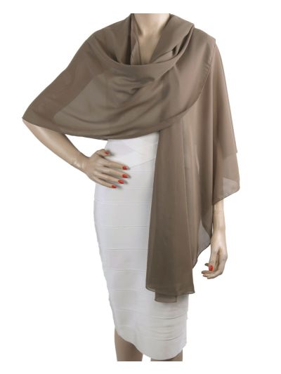 Taupe kleurige soepelvallende cape stola