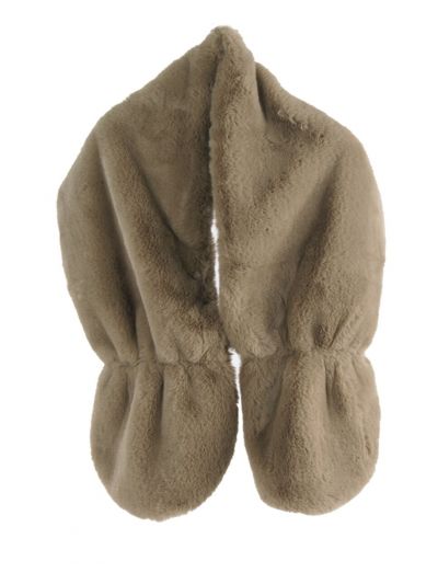 Taupe-kleurige stola van zacht kunstbont