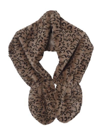 Zachte kunstbont stola met luipaard print