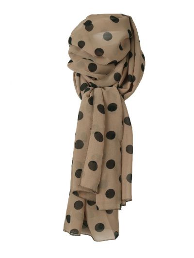 Beige crêpe voile sjaal met stippenprint