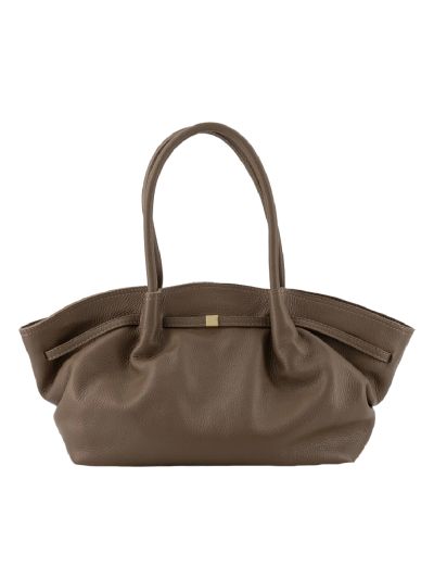 Mila lederen schoudertas in taupe