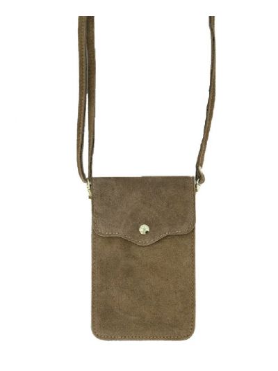 Taupe suede telefoontasje