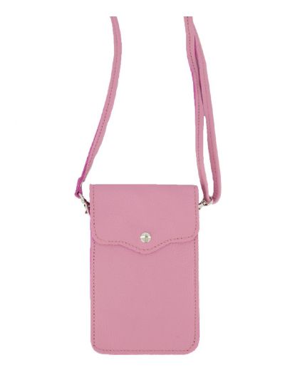 Lederen telefoontasje in roze