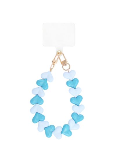 Telefoonkoord met hartjes in turquoise