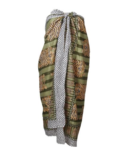 Sarong in groen met tijgerprint