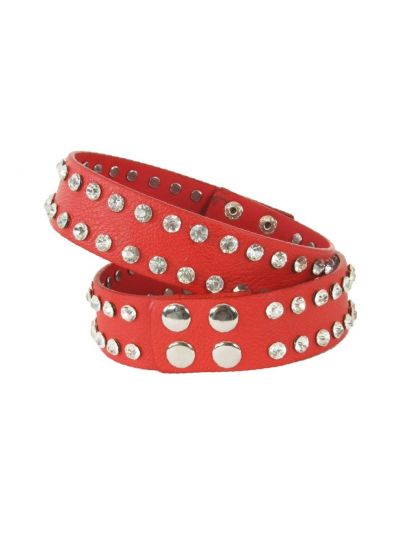 Trendy set rode lederen laars riempjes