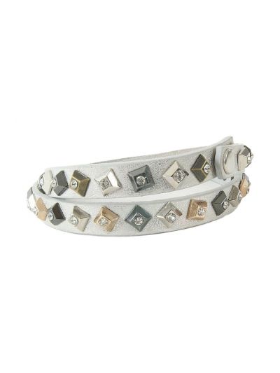 trendy set zilverkleurige laars riempjes met studs en strass