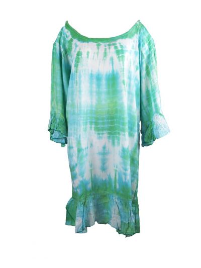 Cold-shoulder tuniek in mintgroen en turquoise