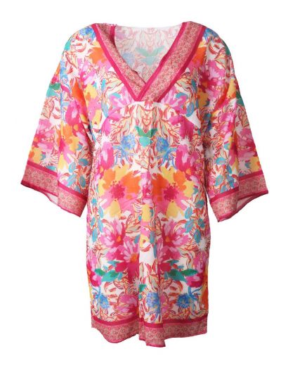 Lange tuniek met floral print in roze