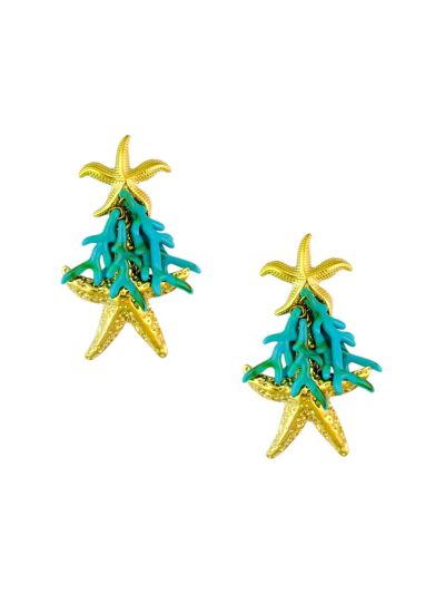 Oorbellen met koraal in turquoise