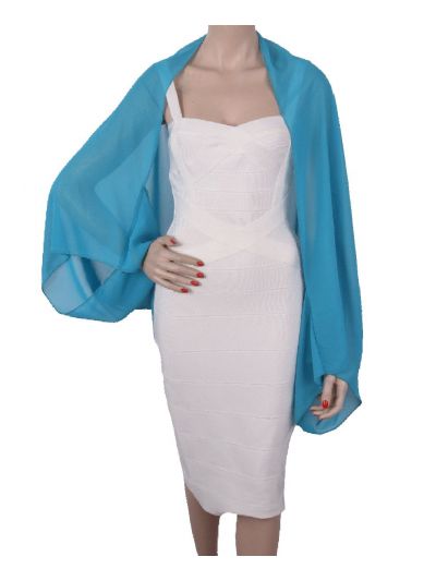 Turquoise bolero stola van crêpe voile