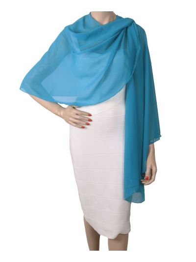 Donker-turquoise soepelvallende cape stola