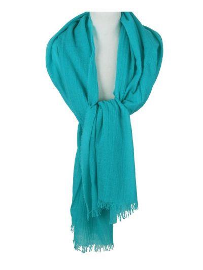 Stola/sjaal van 100% kasjmier in de kleur turquoise