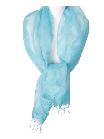Turquoise zijden organza stola