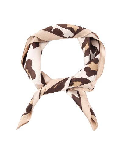Vierkant Luipaard satijnen sjaaltje in beige