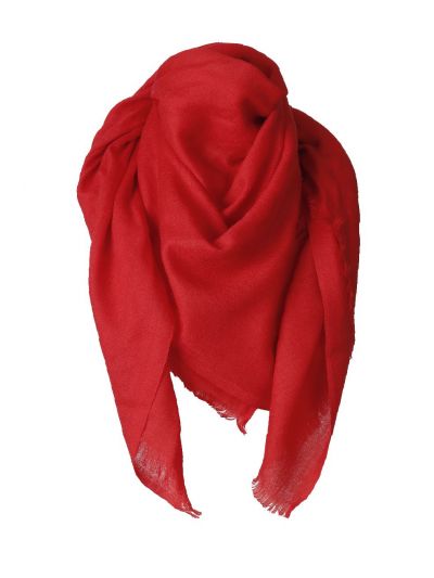 Vierkante sjaal van mousseline wol in helder-rood
