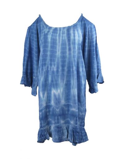 Cold-shoulder tuniek in jeansblauw