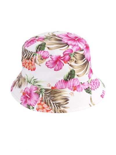 Ivoorkleurige zonnehoed met bloemenprint