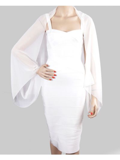 Ivoorkleurige bolero stola van crêpe voile