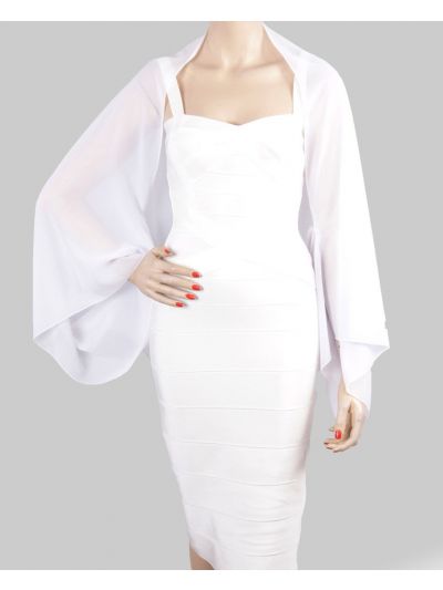 Bolero stola van effen witte crêpe voile
