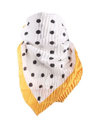 Vierkante plissé sjaal met polka dot in geel