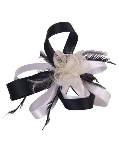 Zwart/witte haaraccessoire met satijnen bogen