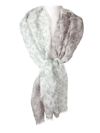 Witte linnen sjaal met floralprint