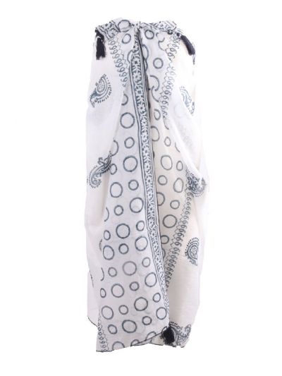 Witte sarong met diverse prints