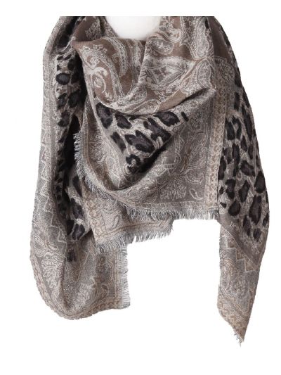  Wol-blend vierkante sjaal met leopardprint