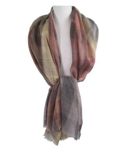 Geweven wollen sjaal in pasteltinten