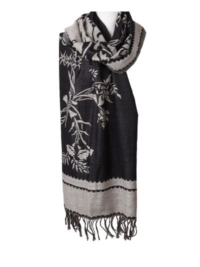 Wollen sjaal / omslagdoek met floral print