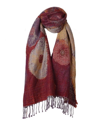 Wollen pashmina sjaal in grijs en rood