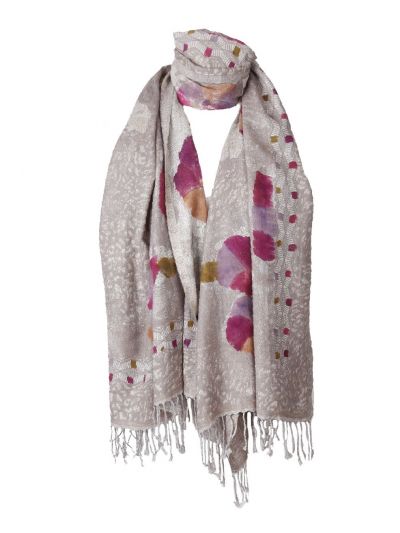 Wol-blend sjaal in licht taupe