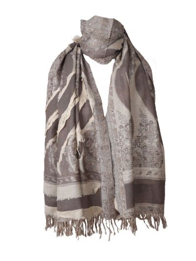 Wollen pashmina sjaal met handversierde details