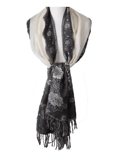 Wollen pashmina stola in ecru