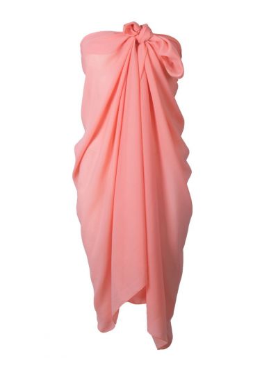 Zalmroze pareo van crêpe voile