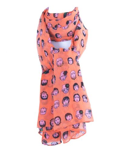 Zalm roze sjaal met fashion thema
