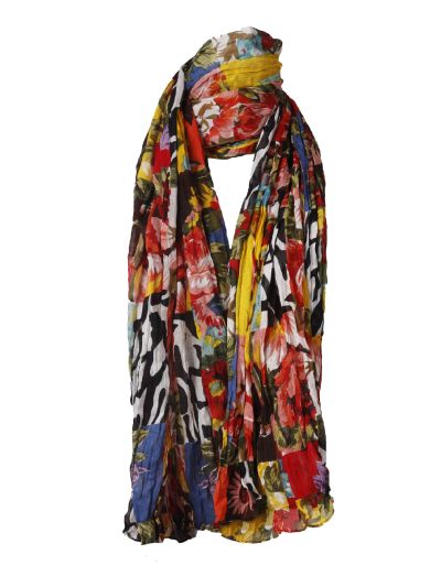 Katoenen sjaal met patchwork print
