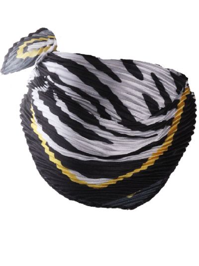 Vierkante plissé sjaal met zebra print in geel