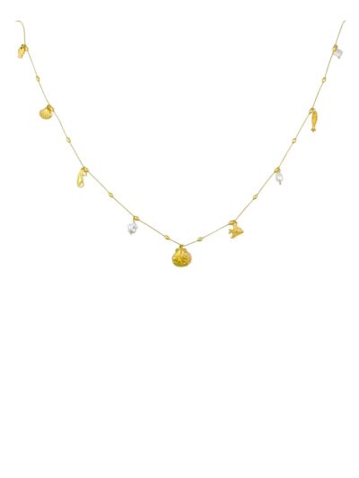 Lange ketting met zee-thema bedels en parels