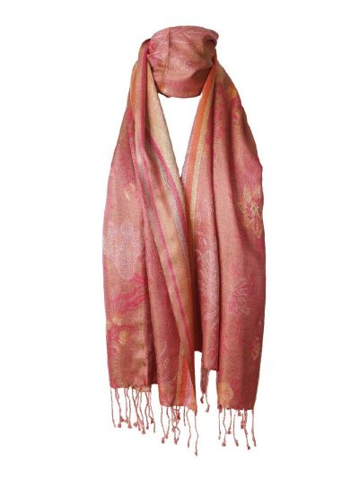 Zijde pashmina sjaal in roze-oranje