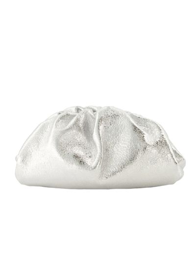 Metallic leren clutch in zilver